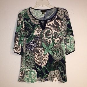 ESPRESSO  3/4 Sleeve Paisley Blouse  Medium NWT